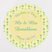 熱帯夏結婚のパイナップルとパーム葉の ラベル (デザイン1)