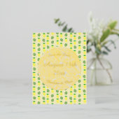 熱帯夏結婚のパイナップルとパーム葉の 箔シーズンポストカード (立ち正面)