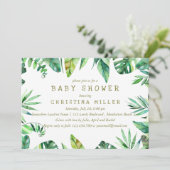 熱帯夏|水彩葉のベビーシャワー 招待状 (スタンド正面)