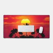 熱帯夕日（椰子の木） デスクマット (キーボード&マウス)