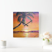 熱帯夕焼け スクエア壁時計 (ホーム)