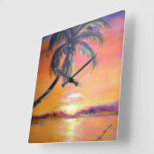 熱帯夕焼け スクエア壁時計 (傾斜)