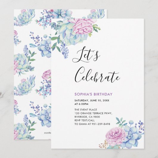 熱帯多肉夏生誕生会 招待状 (正面/裏面)