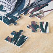 熱帯夜ヴィンテージ野鳥とヤシ。 ジグソーパズル (側面)