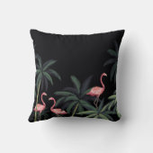 熱帯夜ヴィンテージ野鳥フラミンゴ、ヤシt クッション (裏面)