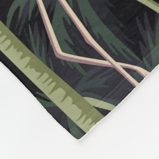 熱帯夜用ヴィンテージ野鳥フラミンゴ、パームt フリースブランケット (角)