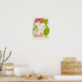 熱帯女性ラインアートカラフル ポスター (キッチン)