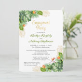 熱帯婚約パーティフローラ金ゴールド水彩 招待状 (スタンド正面)