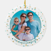 熱帯季節のごあいさつビーチのスクリプトフォト セラミックオーナメント (裏面)