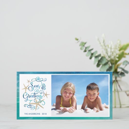 熱帯季節のごあいさつ |ヒトデの水彩 シーズンカード (スタンド正面)
