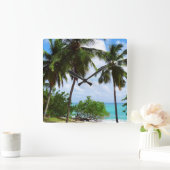 熱帯季節風壁時計のヤシの木 スクエア壁時計 (ホーム)