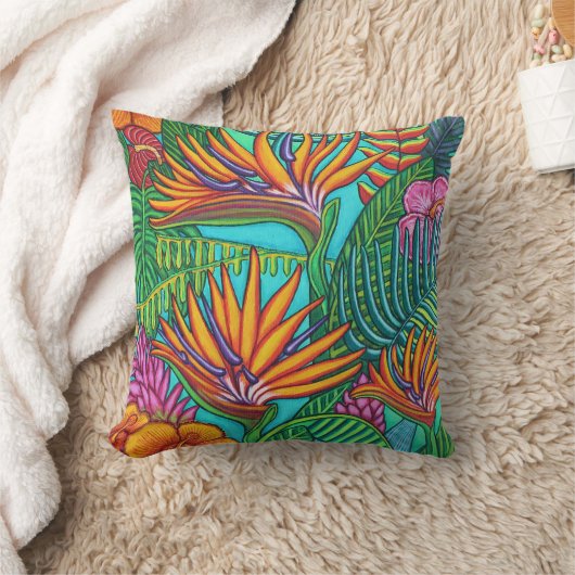 熱帯宝石の枕 クッション (ブランケット)