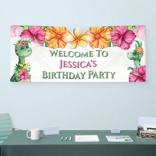 熱帯少女恐竜ジャングルフラワーDIYワーディング 横断幕 (トレードショー)