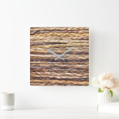 熱帯島のスタイルビーチ素朴な織物ウィッカー スクエア壁時計 (ホーム)