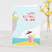 熱帯島のハッピーバースデービーチ カード (黄色い花)