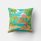 熱帯島のビーチとヤシの木装飾用クッション クッション (裏面)