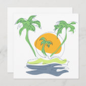 熱帯島のビーチ風景。ヤシのアウトライン (正面/裏面)