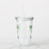 熱帯島のビーチ風景。ヤシのアウトライン  アクリルタンブラー (左)