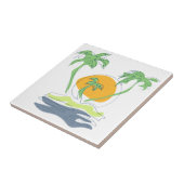 熱帯島のビーチ風景。ヤシのアウトライン タイル (側面)