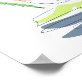 熱帯島のビーチ風景。ヤシのアウトライン ポスター (角)