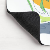 熱帯島のビーチ風景。ヤシのアウトライン マウスパッド (コーナー)