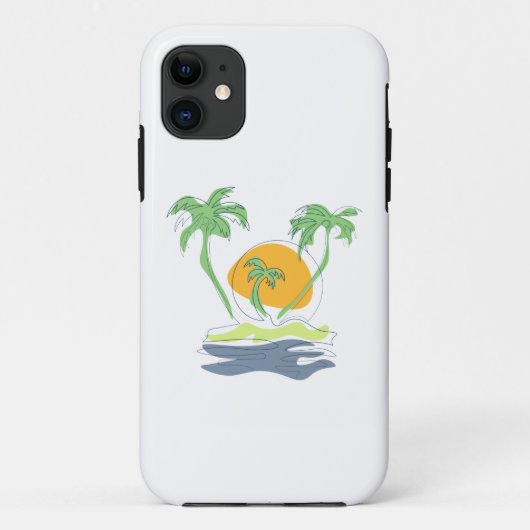 熱帯島のビーチ風景。ヤシのアウトライン Case-Mate iPhoneケース (裏面)