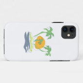 熱帯島のビーチ風景。ヤシのアウトライン Case-Mate iPhoneケース (裏面(横))