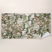 熱帯島のヤシの木の葉状体のビーチタオル ビーチタオル (正面)