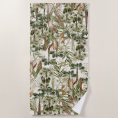 熱帯島のヤシの木の葉状体のビーチタオル ビーチタオル (正面)