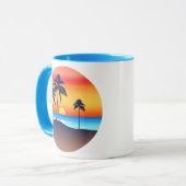 熱帯島の夕暮れ(椰子の木々) マグカップ (正面左)