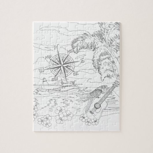 熱帯島の大人の着色のパズル ジグソーパズル (縦)