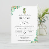 熱帯島の植物のパイナップル結婚式 招待状 (スタンド正面)