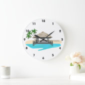 熱帯島の歓迎の波止場 ラージ壁時計 (ホーム)