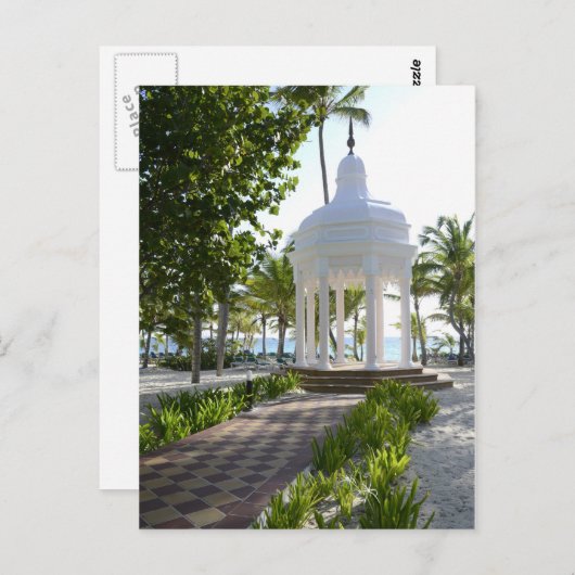 熱帯島の白いガゼボ ポストカード (正面/裏面)