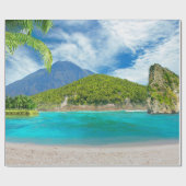 熱帯島の砂浜のヤシの木の楽園 ラッピングペーパー (フラット)