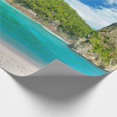 熱帯島の砂浜のヤシの木の楽園 ラッピングペーパー (角)