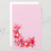 熱帯島の赤いユリによっては文房具が開花します 便箋 (正面/裏面)