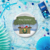 熱帯島のTiki小屋のバーのメリークリスマス ペーパープレート (パーティー)