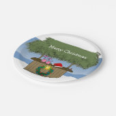 熱帯島のTiki小屋のバーのメリークリスマス ペーパープレート (アングル)