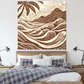 熱帯島オンザシーウッドプリントスタイル キャンバスプリント (インサイチュ (寝室))