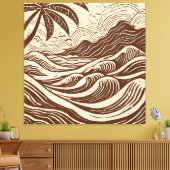 熱帯島オンザシーウッドプリントスタイル キャンバスプリント (インサイチュ (リビング))