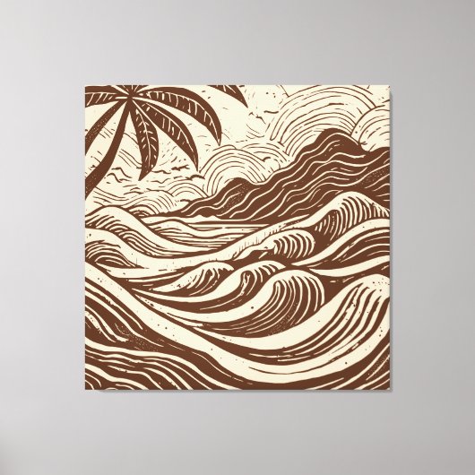 熱帯島オンザシーウッドプリントスタイル キャンバスプリント (正面)
