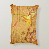 熱帯島ハミングバードヴィンテージ葉書 アクセントクッション (裏面(縦))