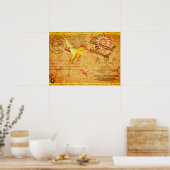 熱帯島ハミングバードヴィンテージ葉書 ポスター (キッチン)