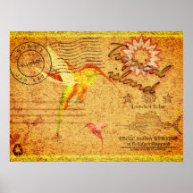 熱帯島ハミングバードヴィンテージ葉書