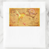 熱帯島ハミングバードヴィンテージ葉書 長方形シール (バッグ)