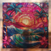 熱帯島ピンクサンセットステンドグラス ウィンドウサイン (シート2)