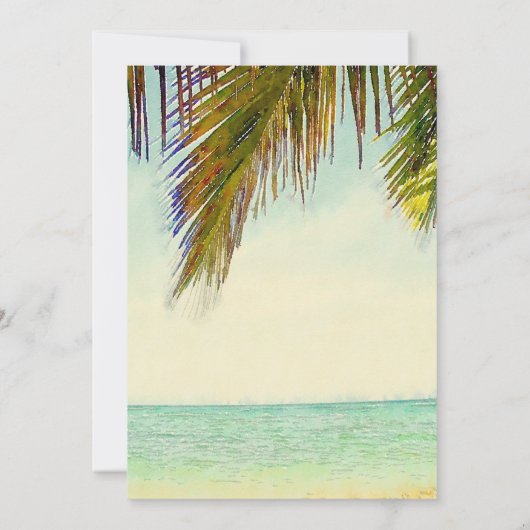 熱帯島ヤシの木ビーチブライダルシャワー 招待状 (裏面)