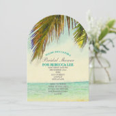 熱帯島ヤシの木ビーチブライダルシャワー 招待状 (スタンド正面)