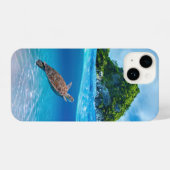 熱帯島前のかわいいウミガメ iPhoneケース (裏面横)